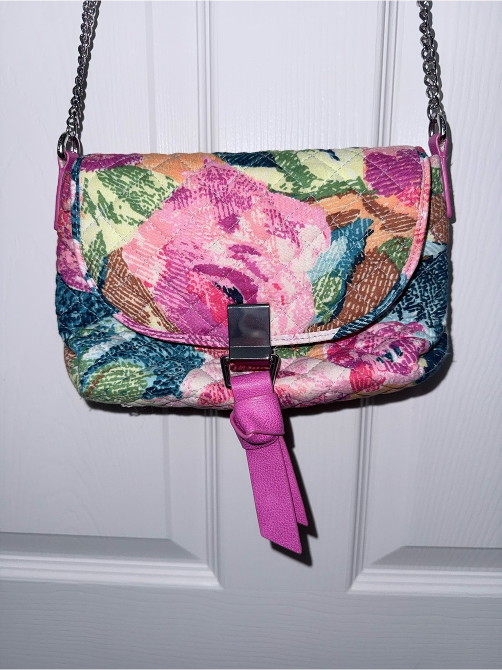 Vera Bradley Floral Quilted Crossbody in Pink & Blue